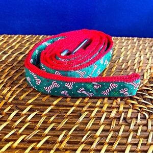 6 Foot Green and Red Candy Cane Striped Dog Bones Animal Leash